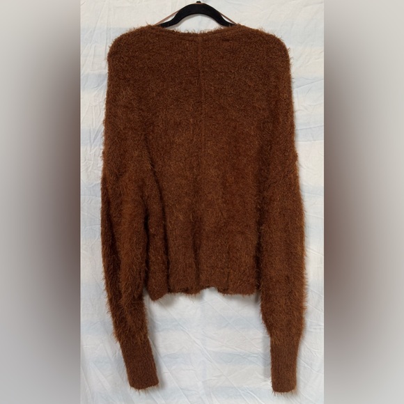 Free People Icing V-Neck Sweater in Brown Mocha-Java - Size Medium - Picture 10 of 12